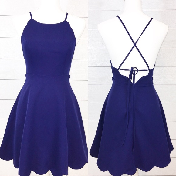 Lulus Dresses & Skirts - Lulu’s Scalloped Edge Skater Dress Tie Back